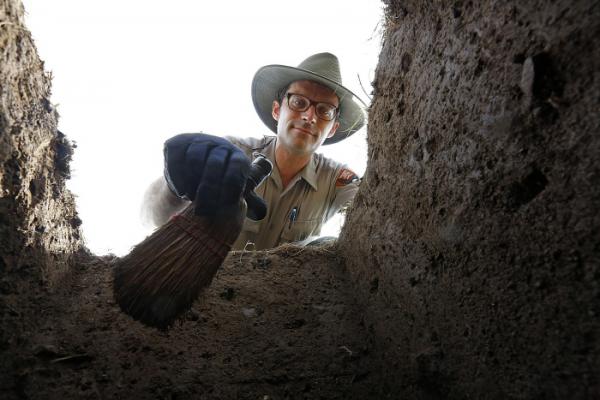 Archaeological excavation at Hopewell by PhD student Andrew Weiland