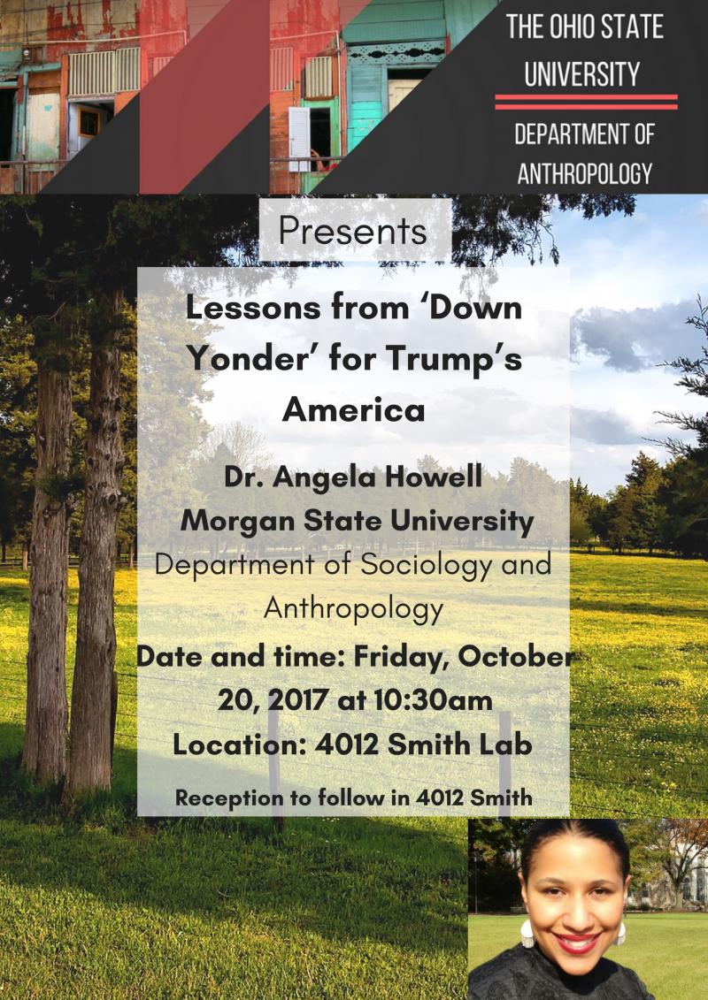 Flyer for Angela Howell's talk