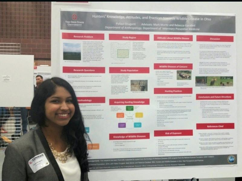 Pallavi Oruganti and her poster at the Denman Undergraduate Research Forum
