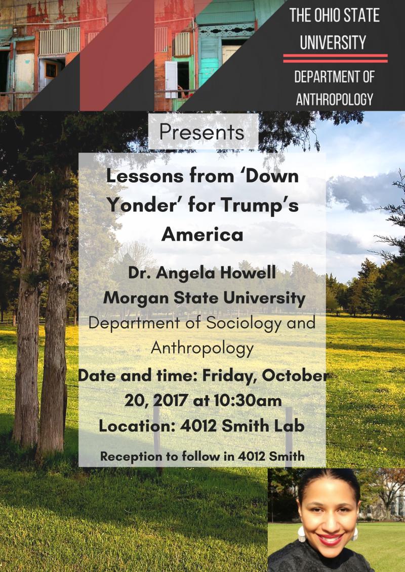 Flyer for Angela Howell's talk