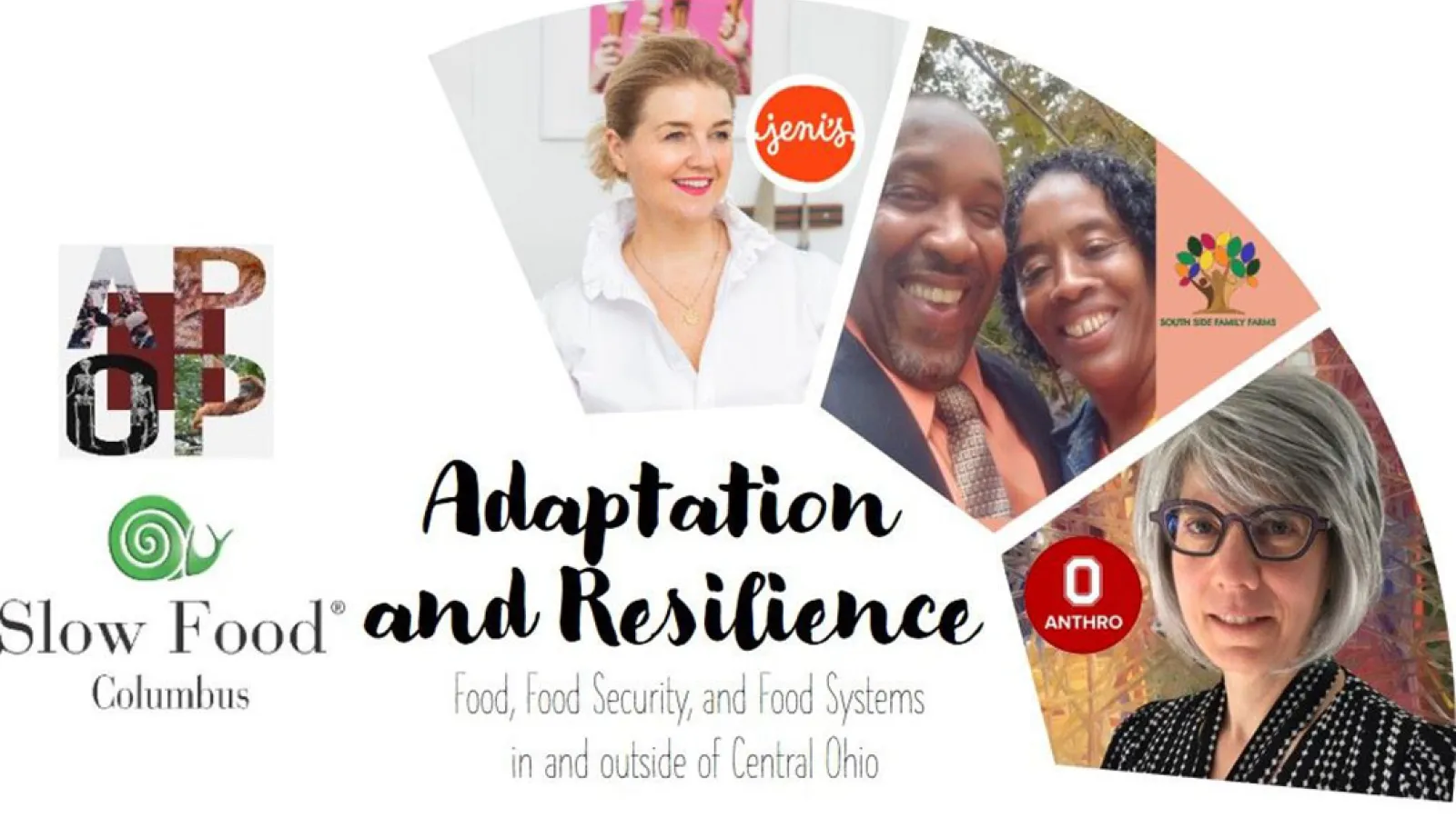 A graphic with the speakers for the Adaptation and Resilience talk