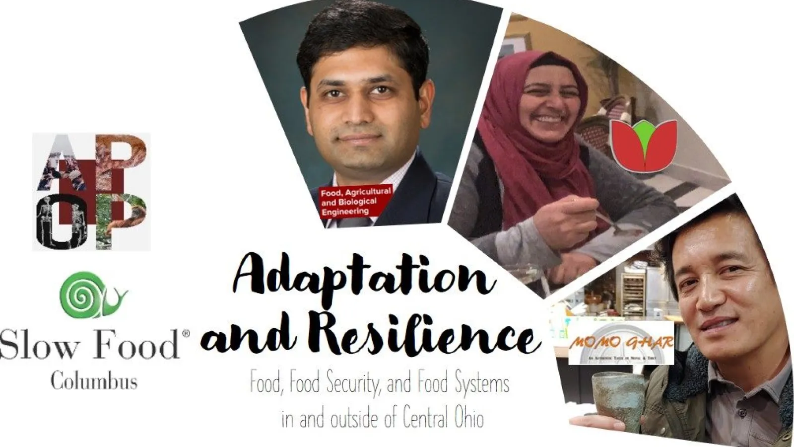  A graphic showing the speakers for the Adaptation and Resilience talk