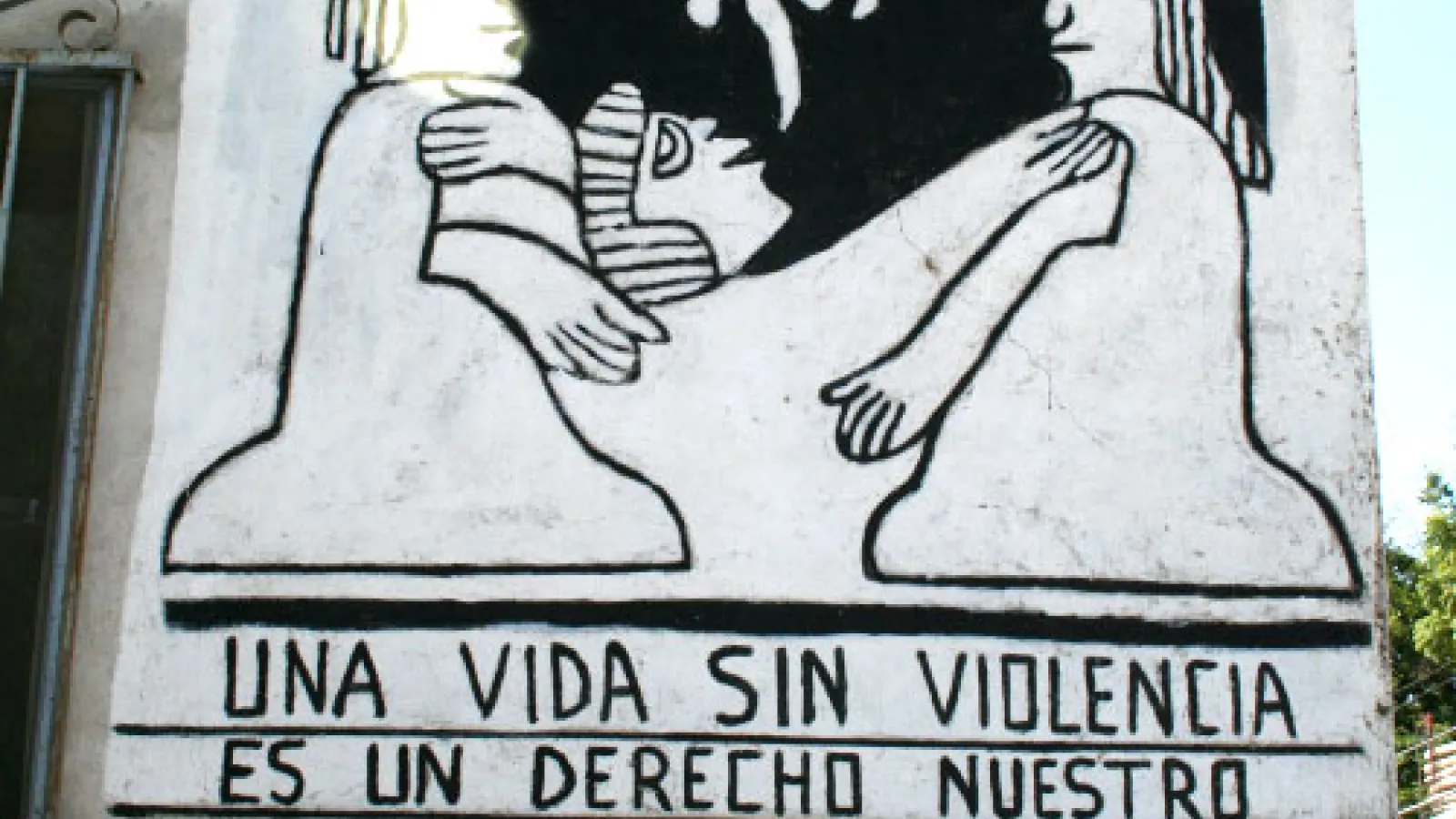 Mexican political cartoon about traditional healers with a caption in Spanish that says A Life Without Violence Is Our Right
