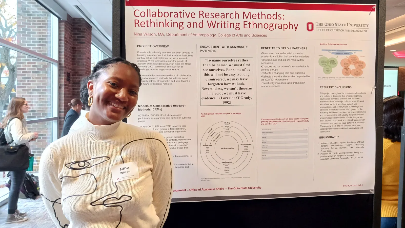 woman presenting poster at the Symposium