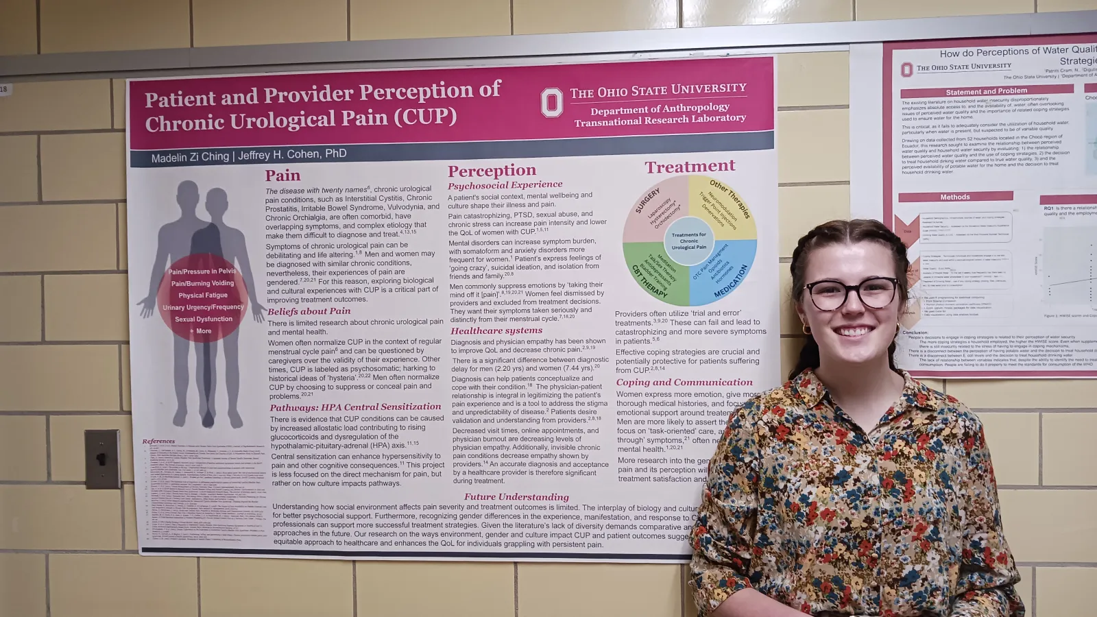 Madelin Zi Ching standing in front of her research poster 