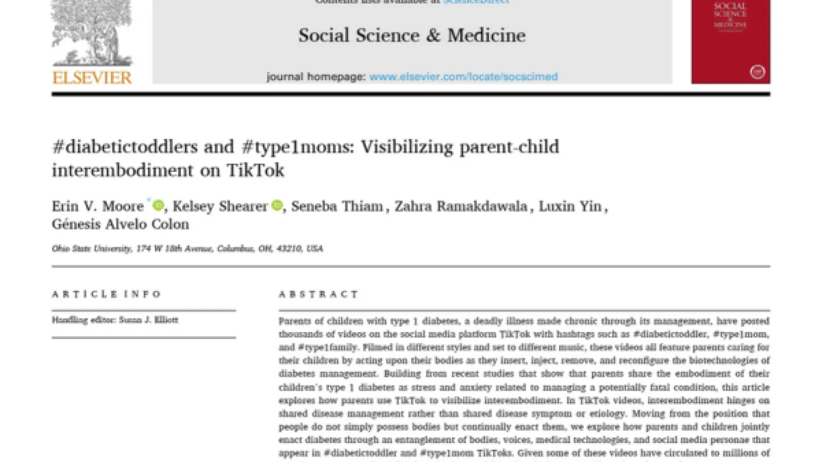 Abstract and title page of the article published in Social Science & Medicine