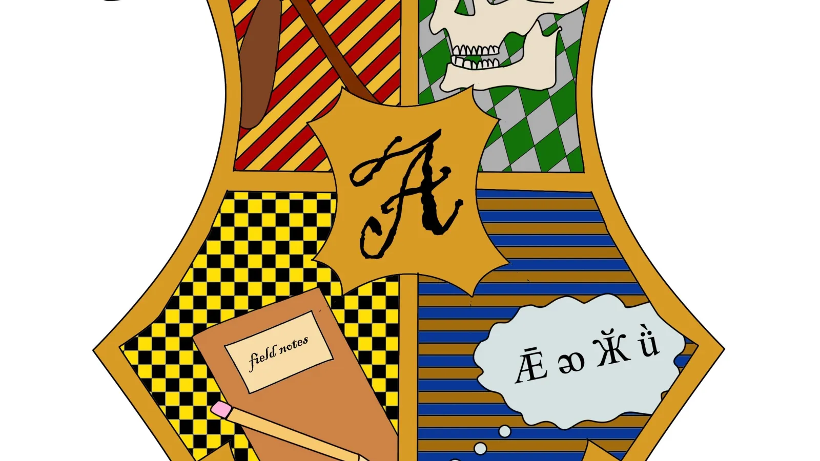 Anthropology on Hogwarts shield created by Emma Lagan 