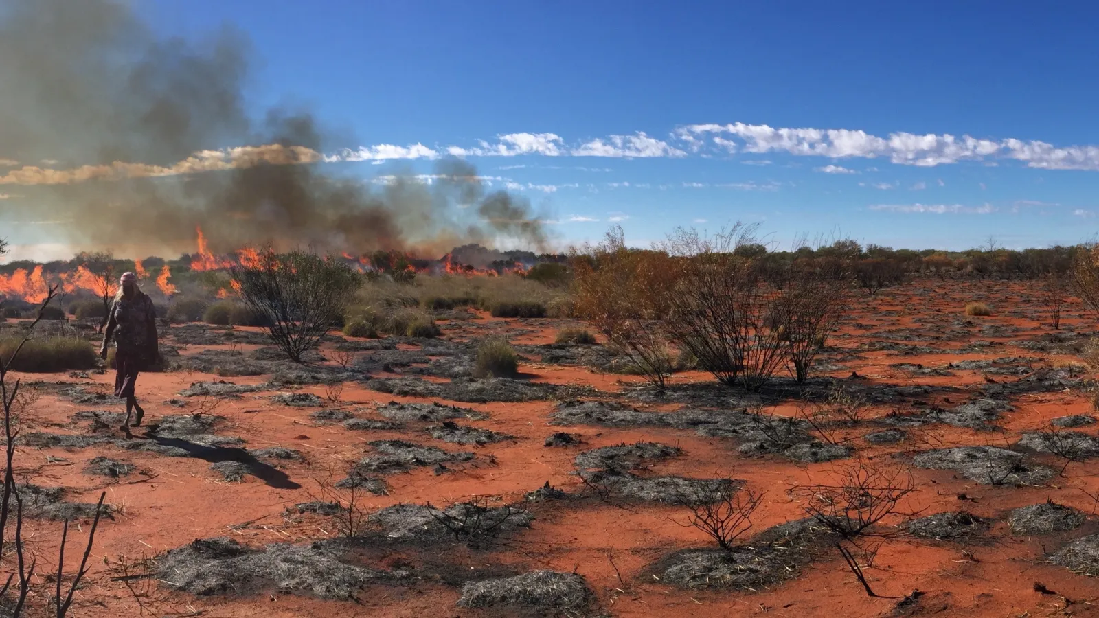 Indigenous Australian walking in desert