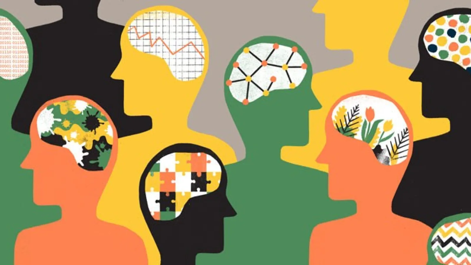 heads with thoughts represented by pictures