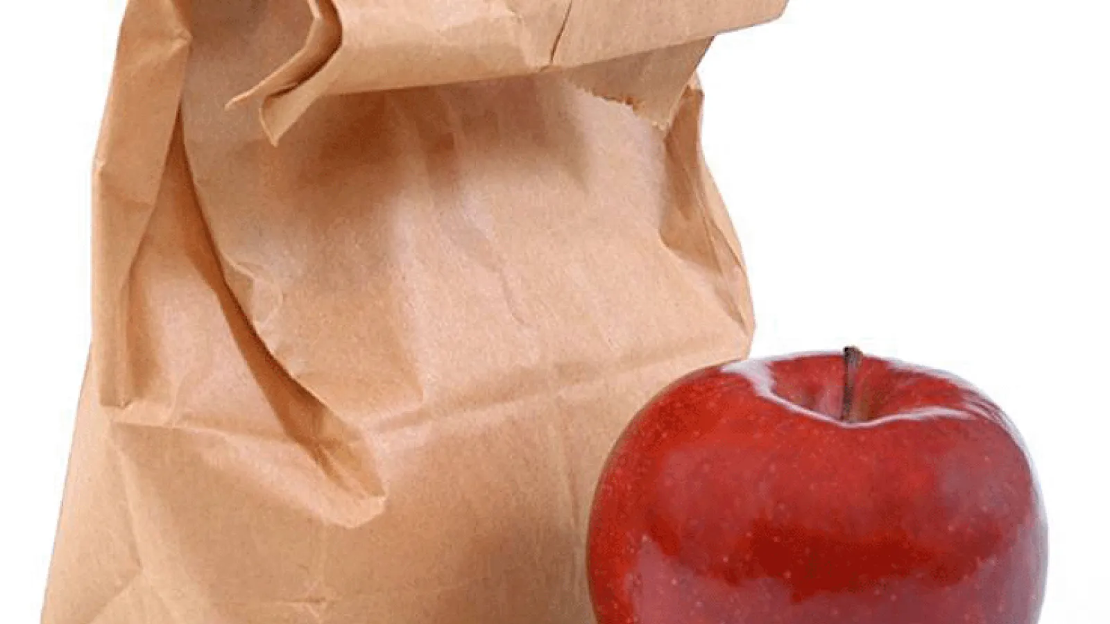 Brown bag with a red apple