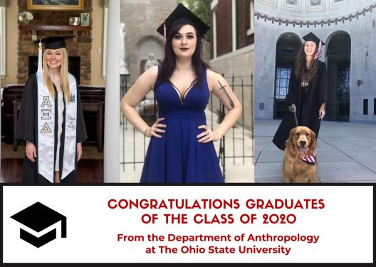 3 anthropology graduates, one with a golden retriever