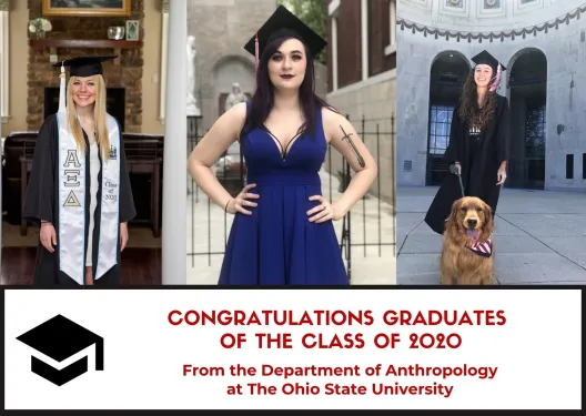 3 anthropology graduates, one with a golden retriever