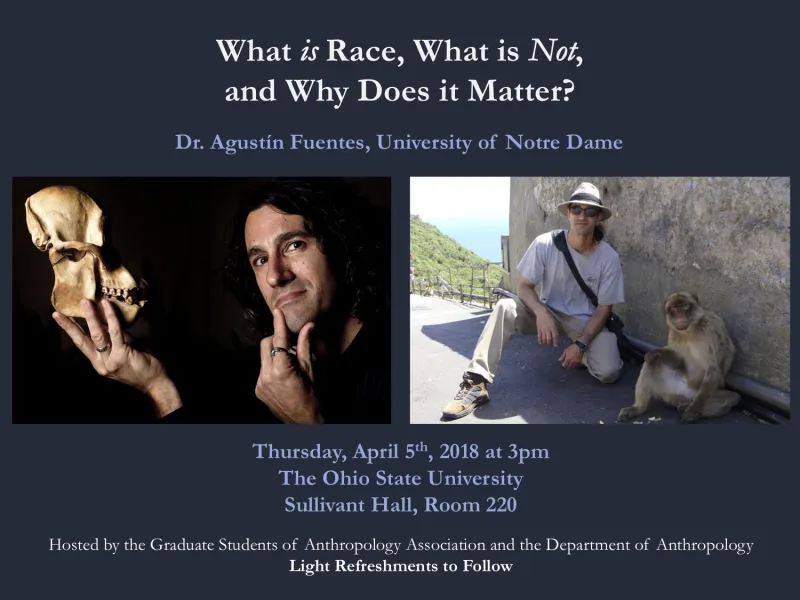 Flyer for Dr. Fuentes' lecture on race