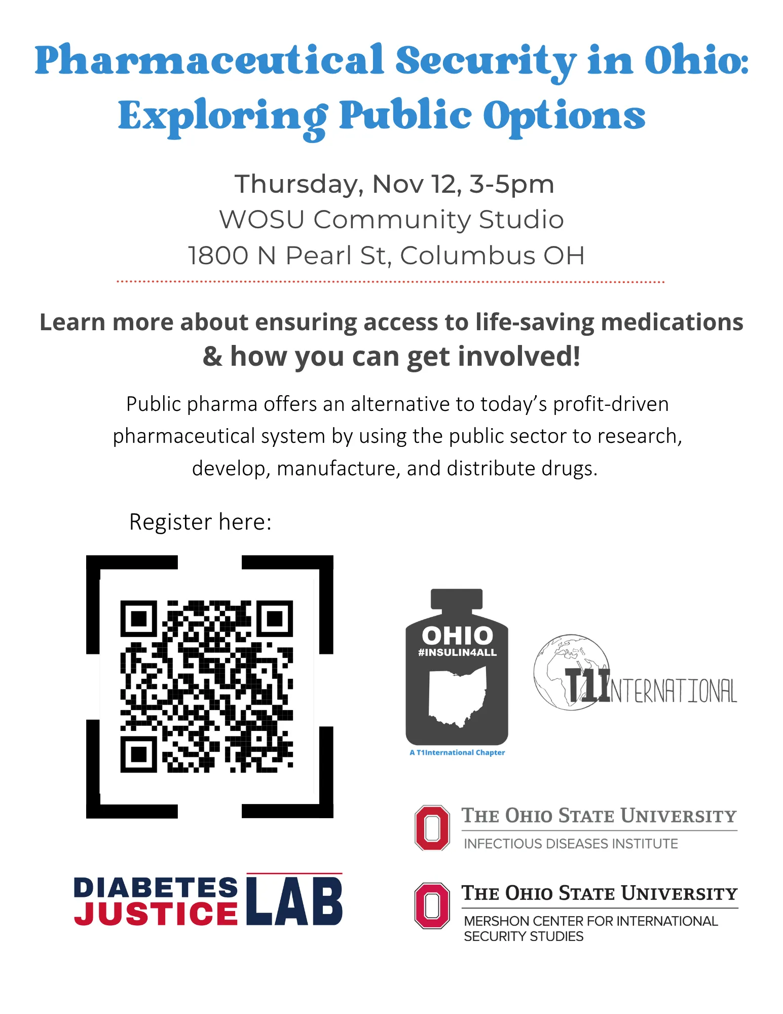 pharmaceutical security in Ohio: exploring public options event flyer