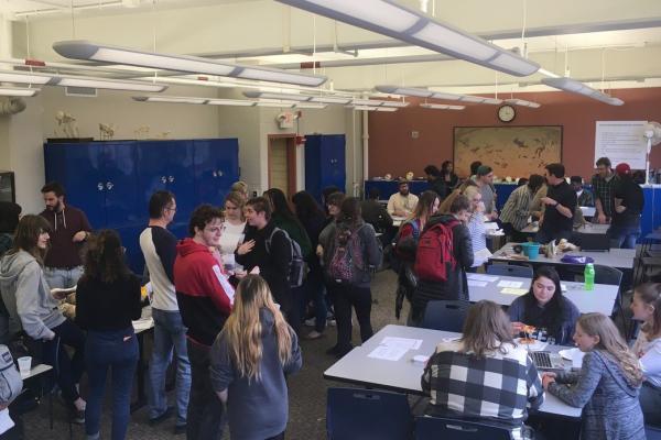 students mingle at the opportunity fair 