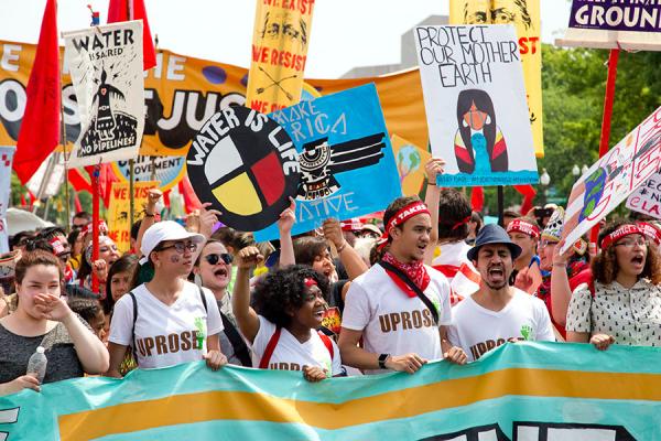 A photo of an oil pipeline protest