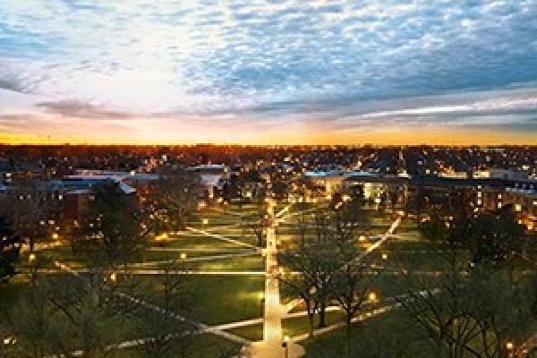 Image of the OSU Oval at sunset