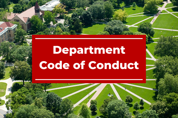 A graphic that says "Department Code of Conduct"