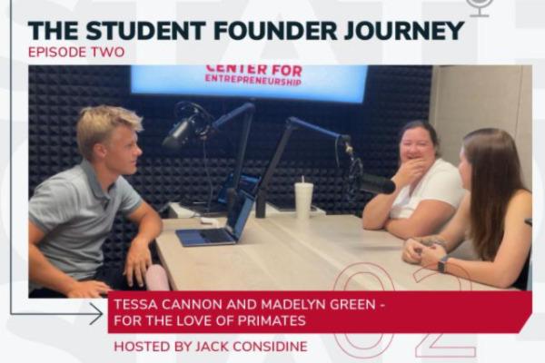 Tessa Cannon and Madee Green being interviewed for the Keenan Center podcast