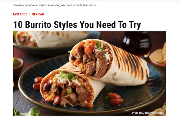Screen shot of an article posted on "The Takeout" website's