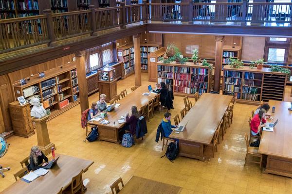 Students studying in library