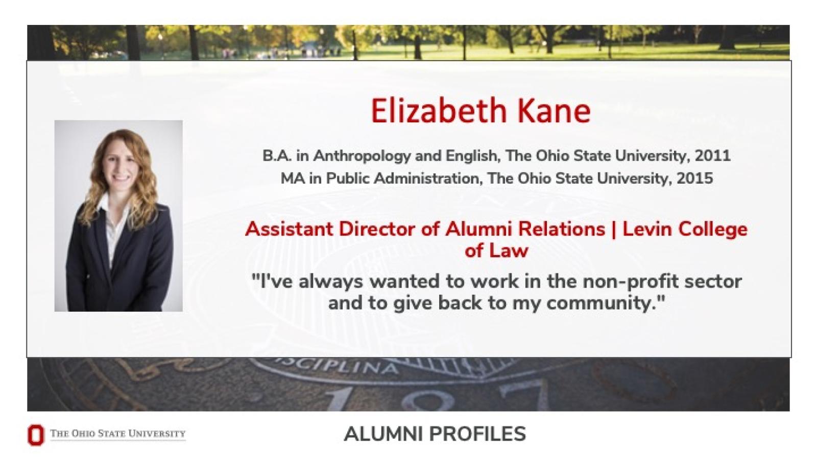 Elizabeth Kane profile.