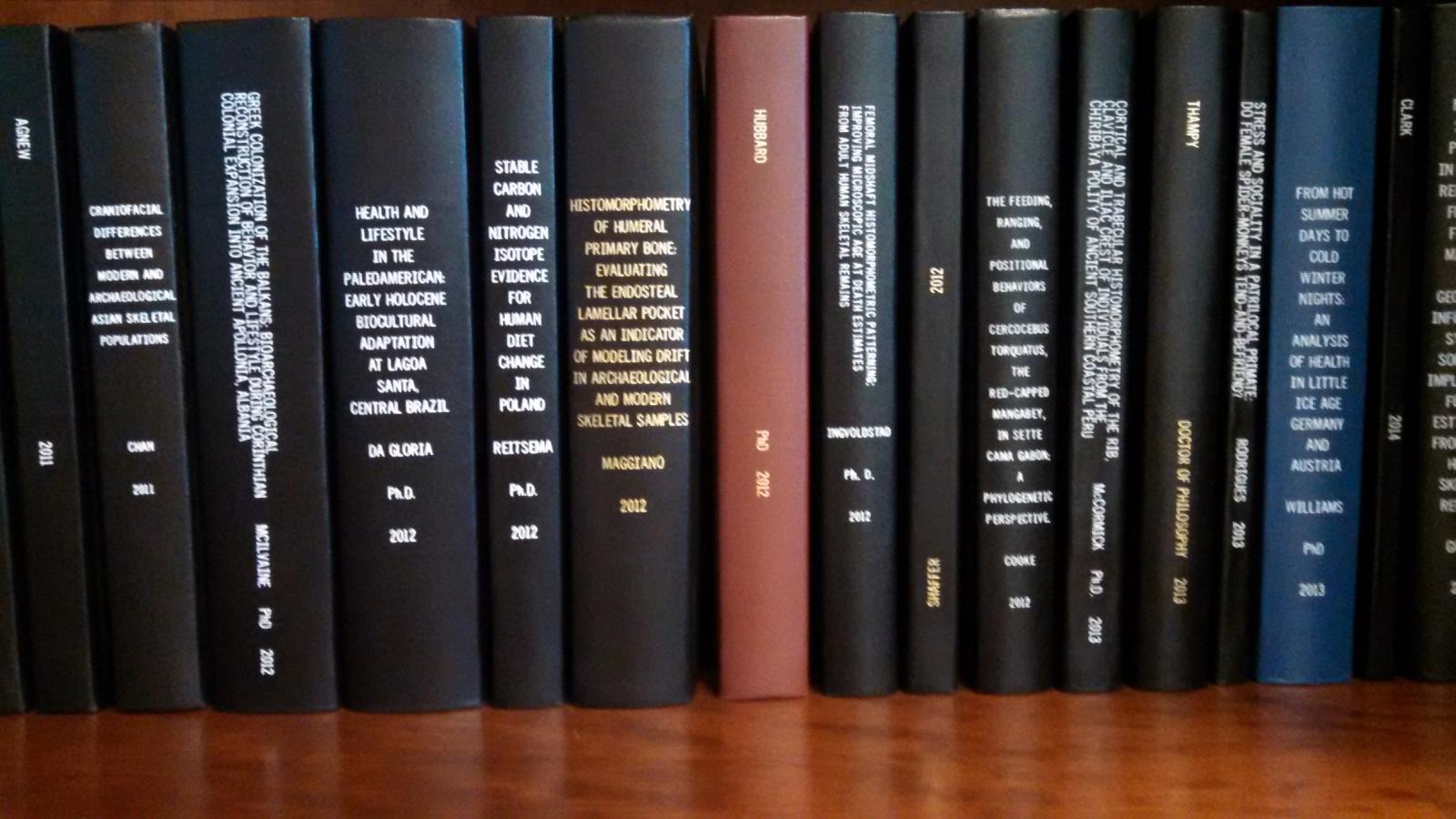 a row of bound theses and dissertationS ON A SHELF