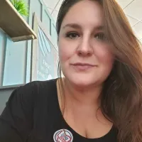 Brunette woman with black blouse
